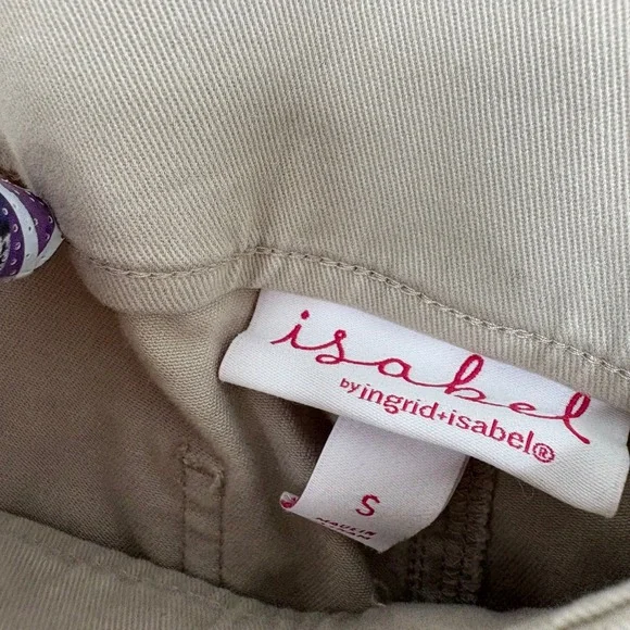 Ingrid & Isabel Maternity Cropped Wide Leg Tan Tailored Pants Size Small - Picture 4 of 6